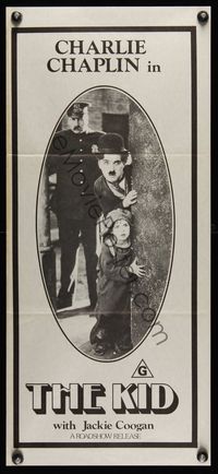 6d279 KID Aust daybill R70s classic image of Charlie Chaplin & Jackie Coogan!