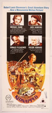 6d280 KIDNAPPED Aust daybill '71 Michael Caine, Robert Louis Stevenson high seas adventure!