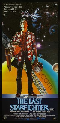 6d291 LAST STARFIGHTER Aust daybill '84 Lance Guest, cool sci-fi art by C.D. de Mar!