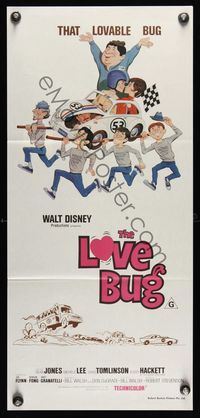6d309 LOVE BUG Aust daybill R1970s Disney, Dean Jones drives Volkswagen Beetle race car Herbie!