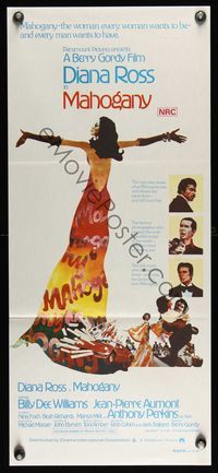 6d316 MAHOGANY Aust daybill '75 cool art of Diana Ross, Billy Dee Williams, Anthony Perkins, Aumont
