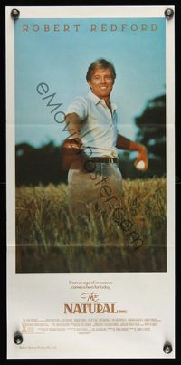 6d346 NATURAL Aust daybill '84 great image of Robert Redford, Barry Levinson, baseball!