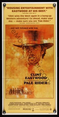 6d365 PALE RIDER Aust daybill '85 great C. Michael Dudash art of Clint Eastwood!
