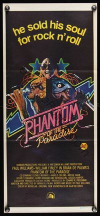 6d371 PHANTOM OF THE PARADISE Aust daybill '74 Brian De Palma, he sold his soul for rock n' roll!