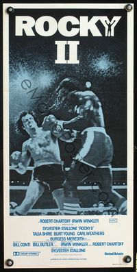 6d396 ROCKY II Aust daybill R80s Sylvester Stallone & Carl Weathers fight in ring, boxing sequel!