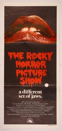 6d395 ROCKY HORROR PICTURE SHOW Aust daybill '75 close up lips image, a different set of jaws!