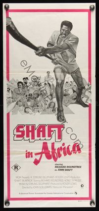 6d410 SHAFT IN AFRICA Aust daybill '73 Richard Roundtree stickin' it all the way in the Motherland!