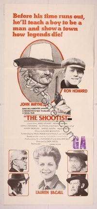 6d413 SHOOTIST Aust daybill '76 best Richard Amsel artwork of cowboy John Wayne & cast montage!