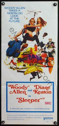 6d417 SLEEPER Aust daybill '74 Woody Allen, Diane Keaton, wacky futuristic sci-fi comedy!