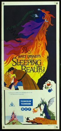 6d418 SLEEPING BEAUTY Aust daybill R1970s Walt Disney cartoon fairy tale fantasy classic!