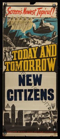 6d002 TODAY & TOMORROW Aust daybill '40s newsreel, New Citizens, cool futuristic artwork!