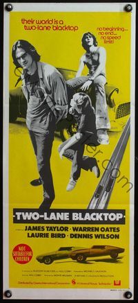 6d475 TWO-LANE BLACKTOP Aust daybill '71 James Taylor is the driver, Warren Oates is GTO!