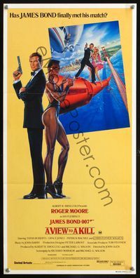 6d482 VIEW TO A KILL Aust daybill '85 art of Roger Moore as James Bond 007 by Daniel Gouzee!