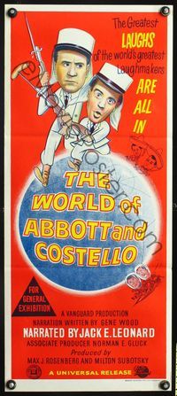 6d494 WORLD OF ABBOTT & COSTELLO Aust daybill '65 Bud & Lou's greatest laughmakers, wacky image!