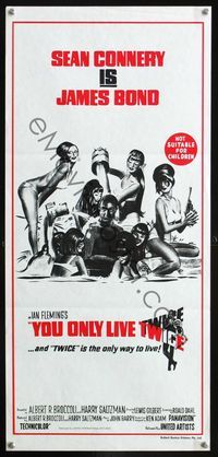 6d498 YOU ONLY LIVE TWICE Aust daybill R80s Sean Connery IS James Bond, sexy McGinnis art!