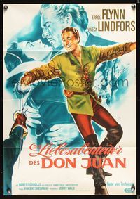 6d536 ADVENTURES OF DON JUAN German R60s art of Errol Flynn in a breathless adventure!