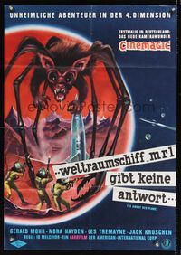 6d543 ANGRY RED PLANET German '60 great artwork of gigantic drooling bat-rat-spider creature!