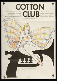 6d511 COTTON CLUB East German 22x32 '84 Francis Ford Coppola, wild Beck art of butterfly on trumpet