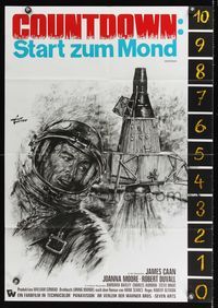 6d590 COUNTDOWN German '68 Robert Altman, Rolf Goetze art of spaceman James Caan & spaceship!