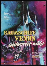 6d644 FIRST SPACESHIP ON VENUS German '60 Der Schweigende Stern, art from German sci-fi!