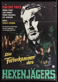 6d694 HAUNTED PALACE German '63 Edgar Allan Poe, horror art of Vincent Price & chained woman!