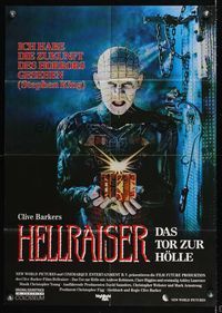 6d698 HELLRAISER German '87 Clive Barker horror, great image of Pinhead, he'll tear your soul apart
