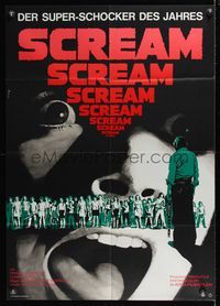 6d725 ISLAND OF THE DAMNED German '78 Peltzer close-up art of screaming woman!