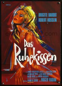 6d776 LOVE ON A PILLOW German '62 great artwork of super sexy nude Brigitte Bardot!