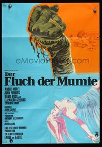 6d814 MUMMY'S SHROUD German '67 Hammer horror, different Klaus Dill art of mummy hand & sexy girl!