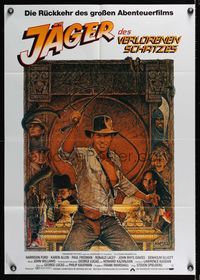 6d870 RAIDERS OF THE LOST ARK German R82 great art of adventurer Harrison Ford by Richard Amsel!