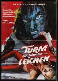 6d951 TOWER OF EVIL German '72 a night of pleasure becomes a night of terror, bloody horror art!