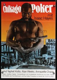 6d955 TRUCK TURNER German '74 AIP, great image of shirtless Isaac Hayes with gun!