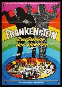 6d971 WAR OF THE GARGANTUAS German '68 Furankenshutain no kaiju: Sanda tai Gaira, rubbery monsters!