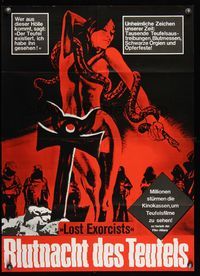 6d975 WEREWOLVES ON WHEELS German '71 Lost Exorcists, great art of sexy woman w/snake!