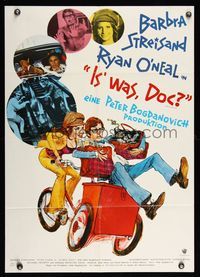 6d980 WHAT'S UP DOC German '72 wacky Kossin art of Barbra Streisand & Ryan O'Neal!