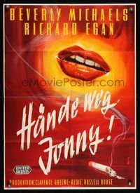 6d984 WICKED WOMAN German '53 wonderful artwork of sexy girl & burning cigarette, film noir!