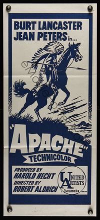6d503 APACHE New Zealand daybill R60s directed by Robert Aldrich, cool art of Native American!