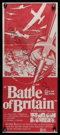 6d504 BATTLE OF BRITAIN New Zealand daybill '69 all-star cast in classic World War II battle!