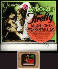 6e022 FIREFLY glass slide '37 close up of pretty Jeanette MacDonald holding Allan Jones!