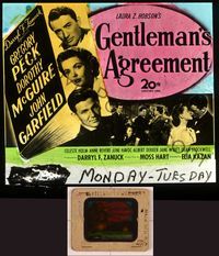 6e026 GENTLEMAN'S AGREEMENT glass slide '47Elia Kazan, Gregory Peck, Dorothy McGuire, John Garfield