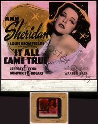 6e037 IT ALL CAME TRUE glass slide '40 incredible c/u of sexy Ann Sheridan + tiny Humphrey Bogart!