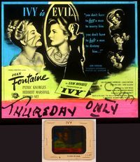 6e038 IVY glass slide '47 utterly EVIL bad girl Joan Fontaine, pity the men in her life!