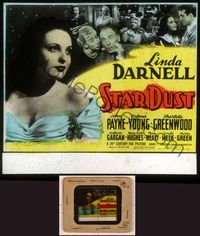 6e055 STAR DUST glass slide '40 close up of pretty 17 year-old actress Linda Darnell + cast montage