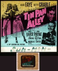 6e059 TIN PAN ALLEY glass slide '40 sexy Alice Faye & Betty Grable in hula outfits w/ukuleles!