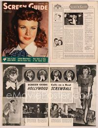 6e136 SCREEN GUIDE magazine January 1941, super close portrait of Ginger Rogers by John Miehle!