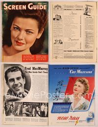 6e150 SCREEN GUIDE magazine May 1942, super close up of beautiful Gene Tierney by Jack Albin!