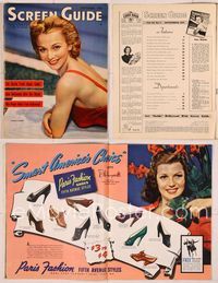 6e144 SCREEN GUIDE magazine September 1941, c/u of Carole Landis in bathing suit by Jack Albin!