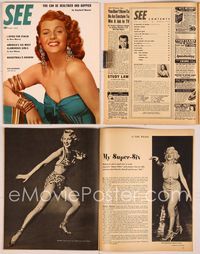 6e159 SEE magazine March 1953, glamorous Rita Hayworth in cool sexy outfit & jewelry!