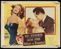 6f300 AFFAIR IN TRINIDAD LC '52 kiss close up of sexy Rita Hayworth & Glenn Ford!
