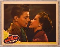 6f321 BAD MAN LC '41 great super close up of Ronald Reagan telling Laraine Day to be careful!!
